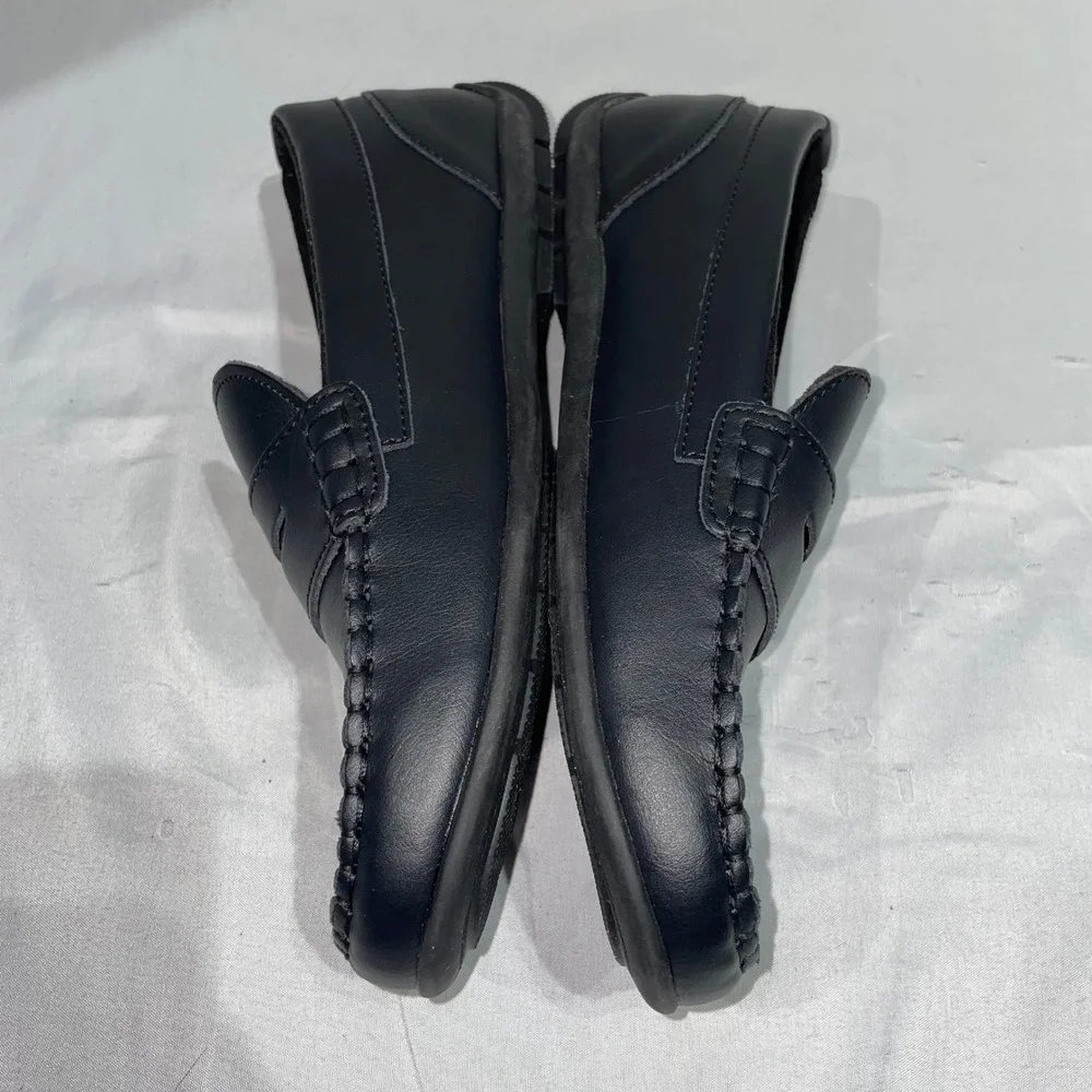 Steve Madden BJARED Boys Black Leather Penny Loafers Size 5 Slip On Dress Shoes